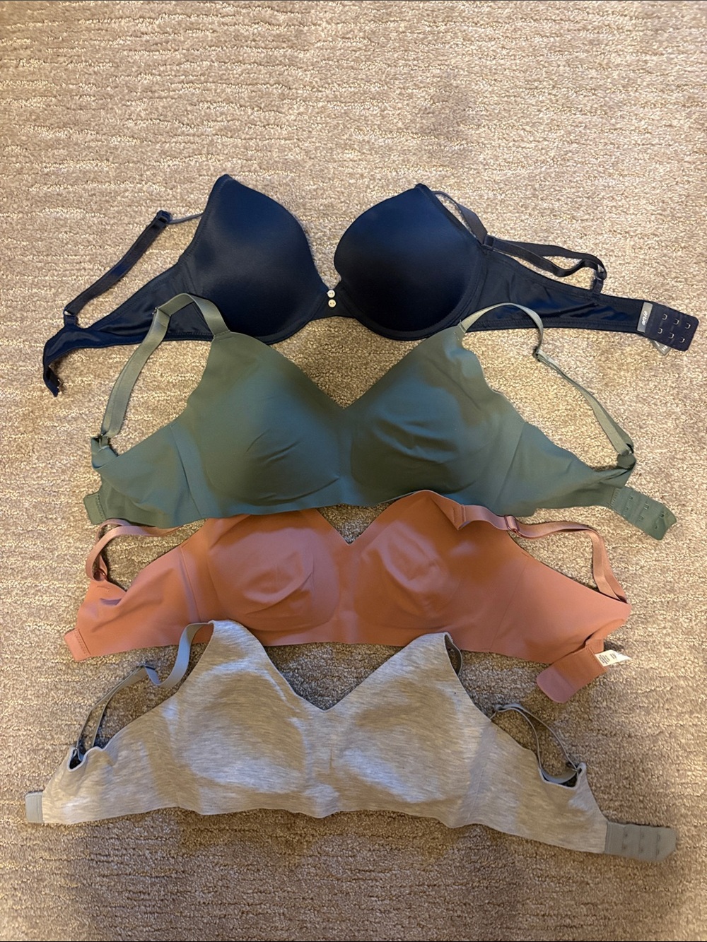 aerie Bra Set in Navy, Olive, Dusty Rose, Heather Gray